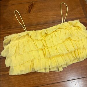 Zara Lemon Ruffle Crop Top